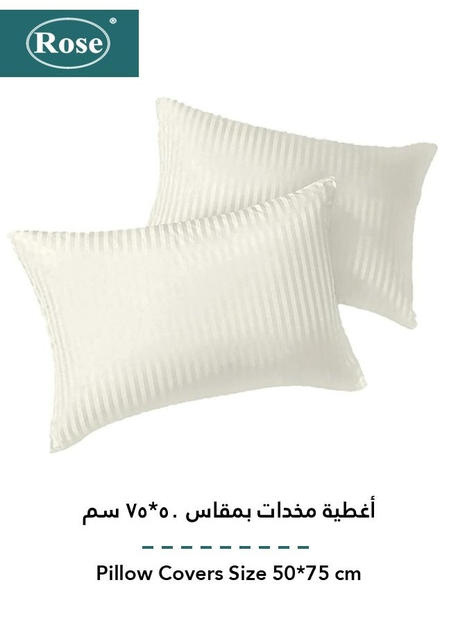 روز طقم لحاف فندقي بحشوة ثابتة, تصميم مقلم بخامة المايكروفايبر, مكون من 4 قطع, مقاس نفر ونص 260x170 سم, سكري  - Image 5