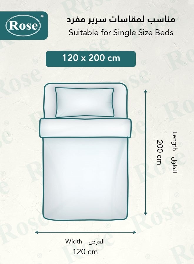 ROSE Hotel Striped Comforter Set, Premium Microfiber, 4 pieces, Fits 120x200 cm Single Size Bed, Soft Lightweight, Extra Twin Size Comforter, Off White - Image 2