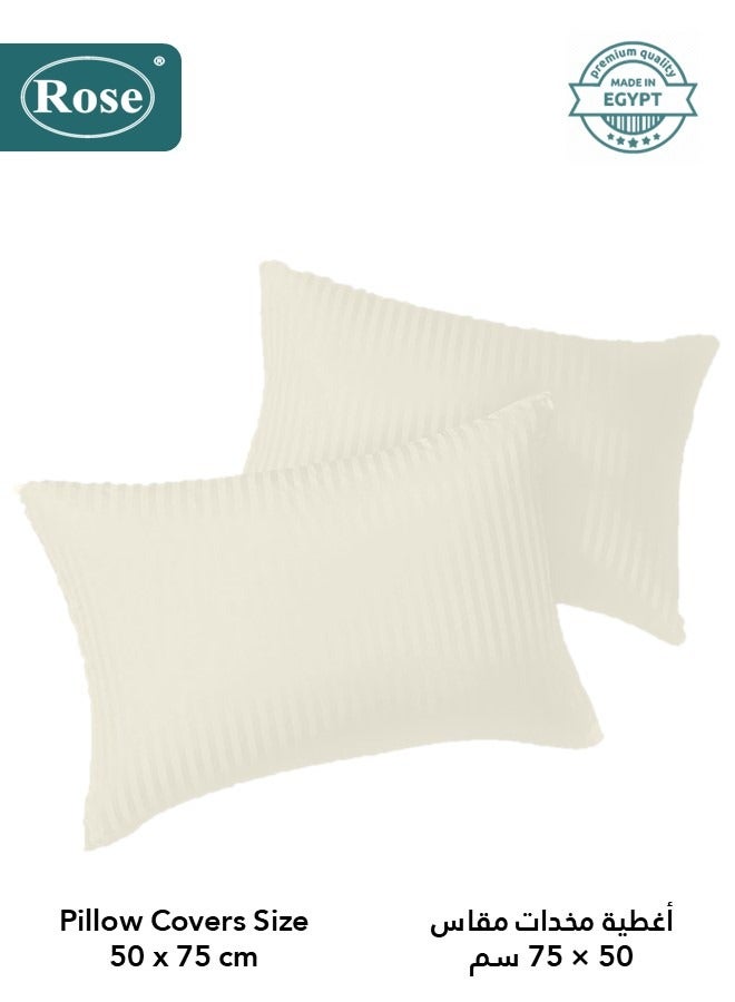 ROSE Hotel Striped Comforter Set, Premium Microfiber, 4 pieces, Fits 120x200 cm Single Size Bed, Soft Lightweight, Extra Twin Size Comforter, Off White - Image 5