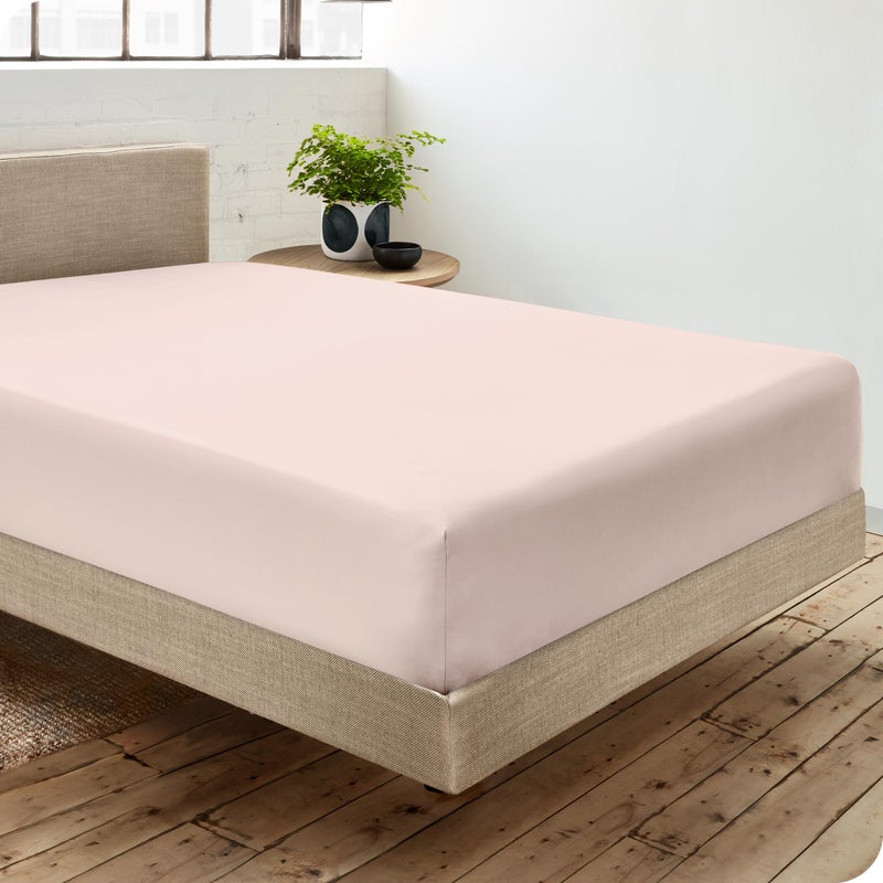 Bare Home 100% Organic Cotton Full Fitted Bottom Sheet - Crisp Percale Weave - Lightweight & Breathable - Deep Pocket Fitted Sheet (Full  Dusty Pink) - Image 2