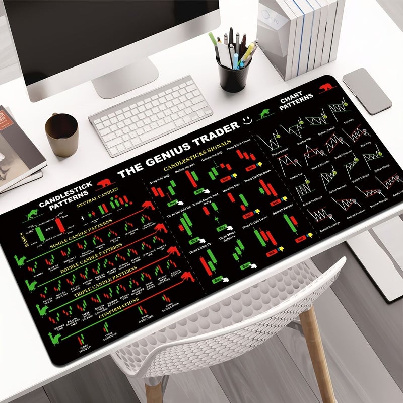 وسادة فأرة سوداء كبيرة مقاس XL 11.8×31.5 بوصة، لوح مكتب متين مقاوم للانزلاق للتداول - Image 5