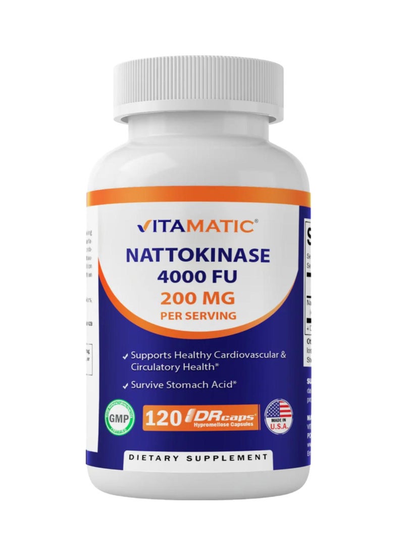 Vitamatic Nattokinase 120 DRcaps® Hypromellose Capsules (100 mg per Capsule)