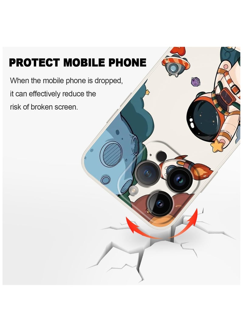 for iPhone 15 Pro Max Cases, for iPhone 15 Pro Max Astronaut Case Side Creative Pattern Designs Liquid Silicone Shockproof Soft for Girls Boys 15 Pro Max Case-Astronaut White - Image 4