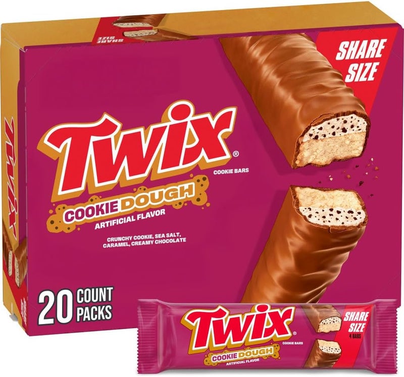 Twix Cookie Dough Milk Chocolate Bars, Share Size, 20 Count Bulk Box - Image 1