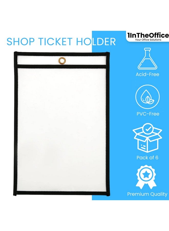 1InTheOffice Dry Erase Pocket Sleeves Black Shop Job Ticket Holders 6X9 (6 Pack) - Image 2