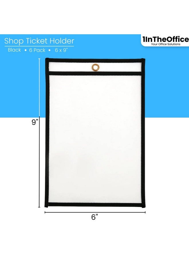 1InTheOffice Dry Erase Pocket Sleeves Black Shop Job Ticket Holders 6X9 (6 Pack) - Image 3