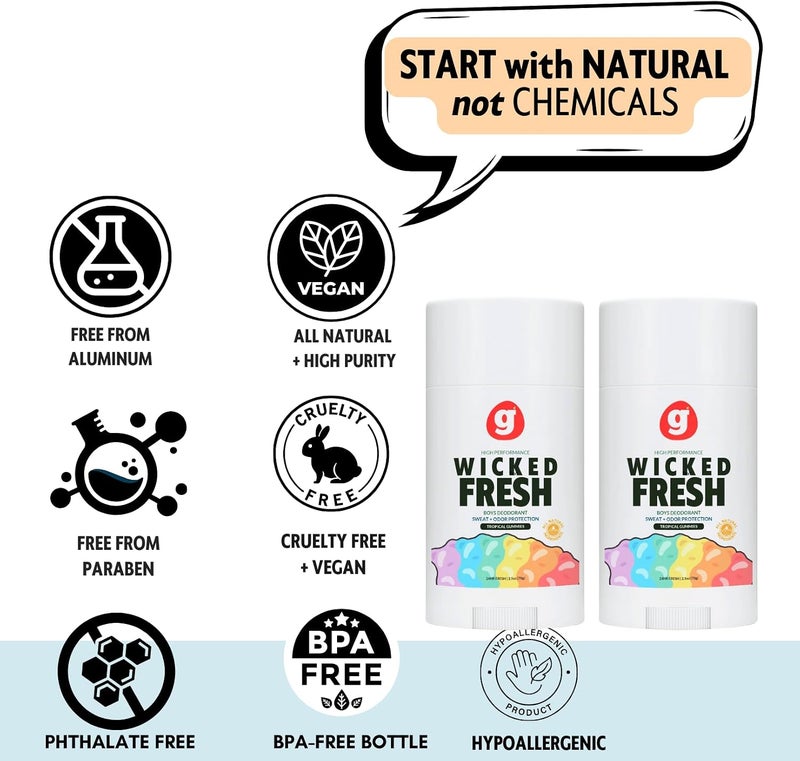 GROWING BASICS Natural Deodorant for Boys Ages 6 & Up | 2 Pack, Citrus Scent | Aluminum-Free, High-Performance Underarm Gel Stick | dorant for Boys Ages 6 & Up (Set of 2) (Citrus) - Image 4
