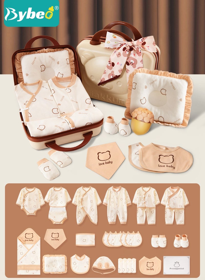 Bybeo 30PCS Newborn Baby Gifts Set, Newborn Layette Gift Set, Baby Clothes Accessories Set for Boys and Girls, Premium Cotton, Perfect Gift Box with Beautifully Suitcase for Spring Summer Autumn Winter - Image 1