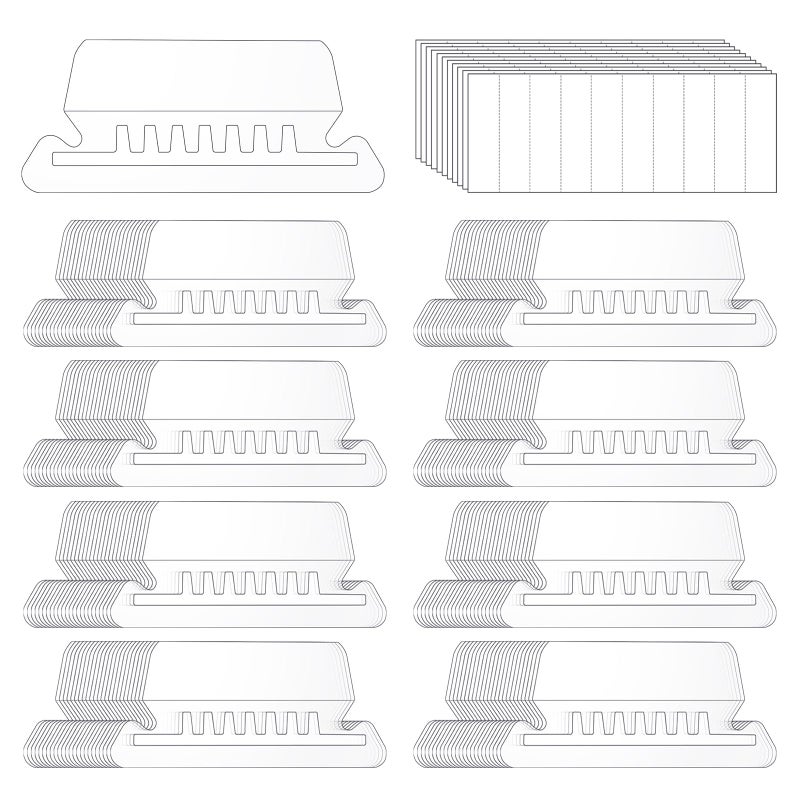 Prudiut 200 Pcs Hanging File Folder Tabs and 200 Pcs 2 Inch Inserts Labels, Plastic File Folder Tabs for Hanging Folders Files (Transparent) - Image 1