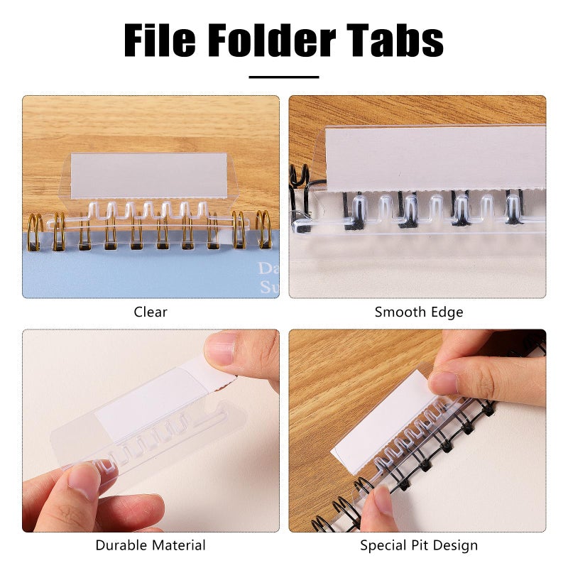 Prudiut 200 Pcs Hanging File Folder Tabs and 200 Pcs 2 Inch Inserts Labels, Plastic File Folder Tabs for Hanging Folders Files (Transparent) - Image 4