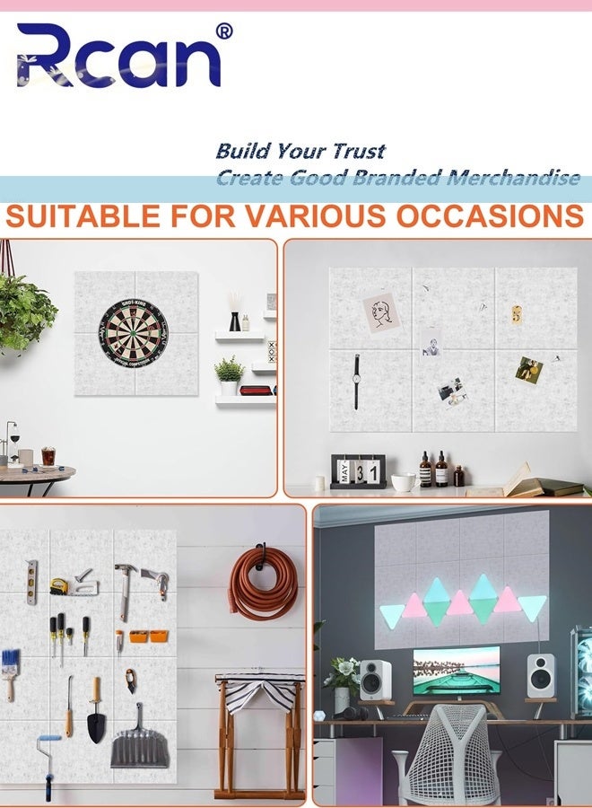 ركان لوحات إعلانات كبيرة، عبوة من 12 بلاط حائط من اللباد مع علامات تبويب لاصقة آمنة وقابلة للإزالة، مقاس 30 × 30 سم، لوحة فلين بديلة، لوحة دبابيس، لوحة تثبيت للمكتب والمنزل والمدرسة - Image 3