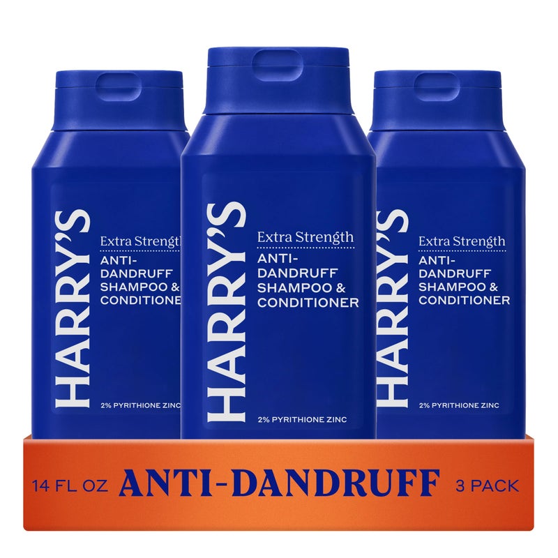 Harry's Extra-Strength Anti-Dandruff Men's 2 in 1 Shampoo and Conditioner - (3 Pack) 14 fl oz - Made with 2% Pyrithione Zinc - Image 1