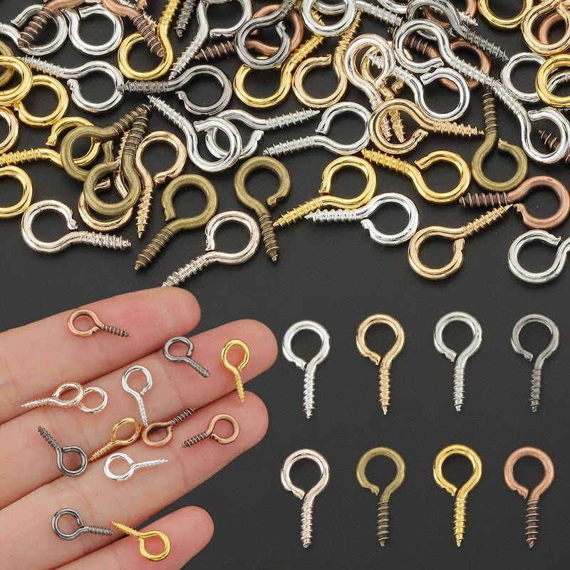 310Pcs 5x10mm Random Color Mixing Alloy DIY Eye Pins Loop Pins 9 Shape Jump Rings For Jewelry Making Craft Projects Necklace Keychain Hanging Rope Accessories - Image 2
