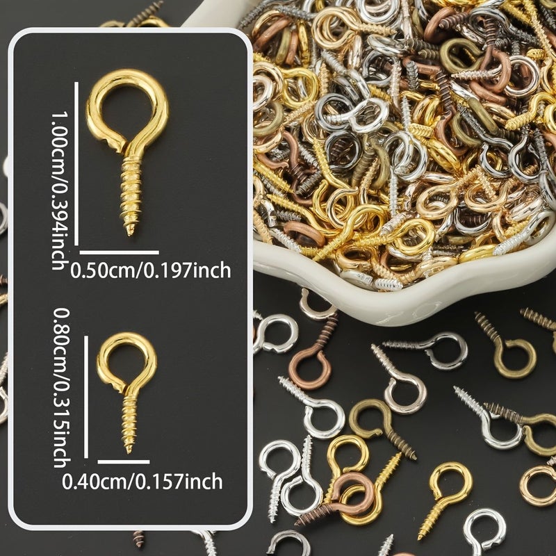 310Pcs 5x10mm Random Color Mixing Alloy DIY Eye Pins Loop Pins 9 Shape Jump Rings For Jewelry Making Craft Projects Necklace Keychain Hanging Rope Accessories - Image 4