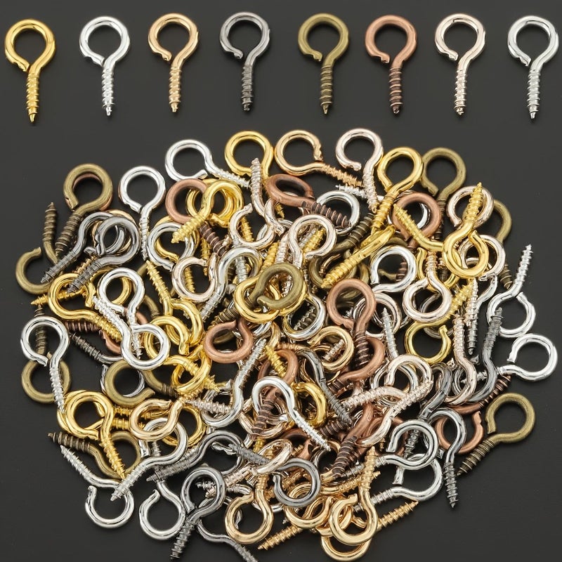 310Pcs 5x10mm Random Color Mixing Alloy DIY Eye Pins Loop Pins 9 Shape Jump Rings For Jewelry Making Craft Projects Necklace Keychain Hanging Rope Accessories - Image 1