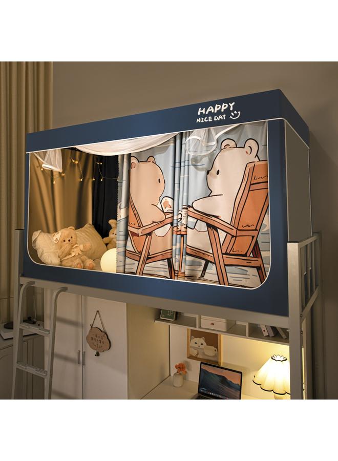 Bluejw New Installation-free Strong Shading Student Bed Curtain Mosquito Net Three-door Dormitory Single Upper And Lower Bed Curtain Wholesale - Image 1