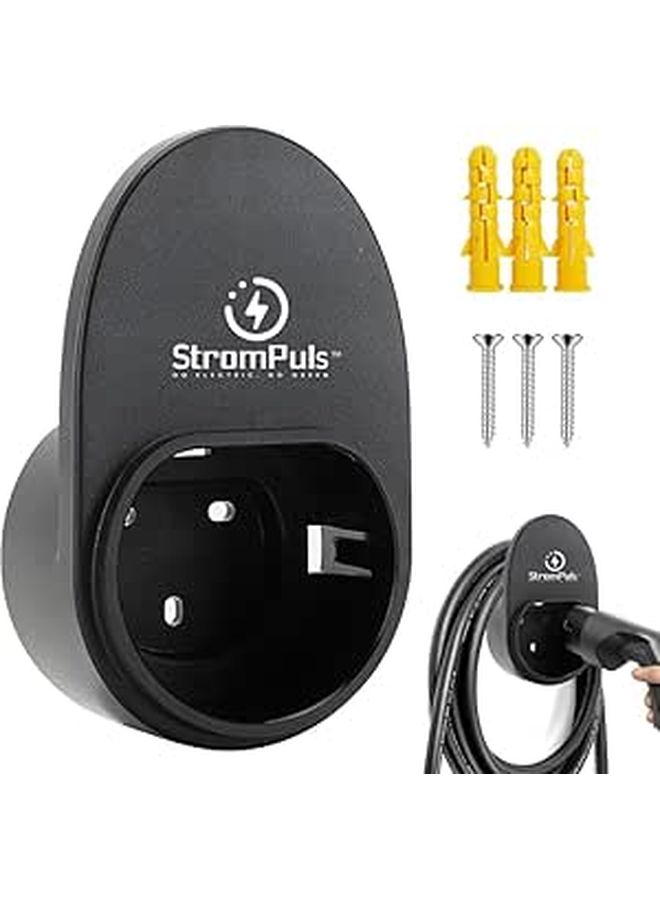 EV Charging Cable Holder With Wall Socket Holster Rugged Water Resistant Easy Installation - Image 1