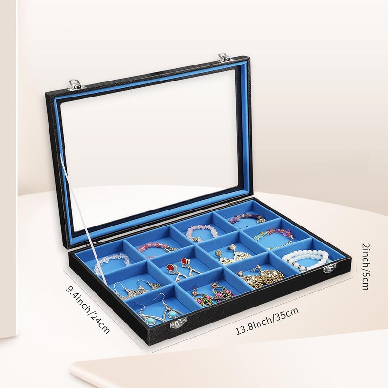 Stratalife Jewelry Organizer Bracelet Earring Holder Organizer Jewelry Drawer Storage Anti Tarnish Bangle Ring Holder Box for Women 12 Grid (Blue Black) - Image 4