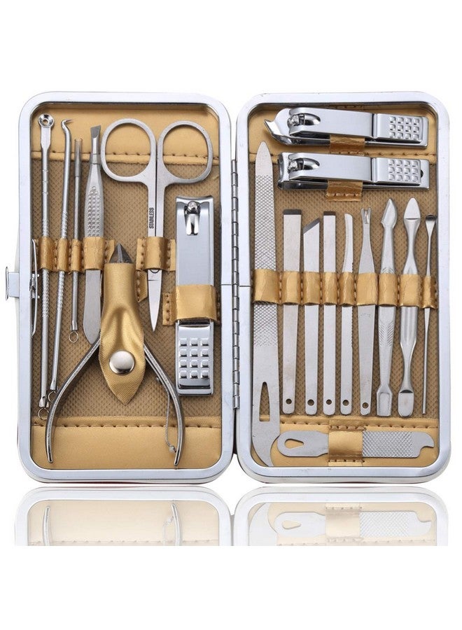 KV.YSHQLNE Manicure Set Pedicure Kit Professional 19 Pcs Nail Clipper For Men & Women Stainless Steel Sharp Cutter Grooming Nose Hair Scissors…Black Fingernails & Toenails With Portable Case (Wine Red_19 Pieces) - Image 1
