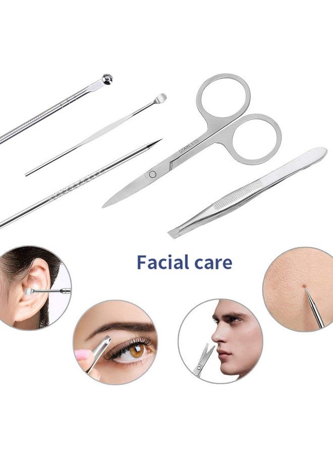 KV.YSHQLNE Manicure Set Pedicure Kit Professional 19 Pcs Nail Clipper For Men & Women Stainless Steel Sharp Cutter Grooming Nose Hair Scissors…Black Fingernails & Toenails With Portable Case (Wine Red_19 Pieces) - Image 4