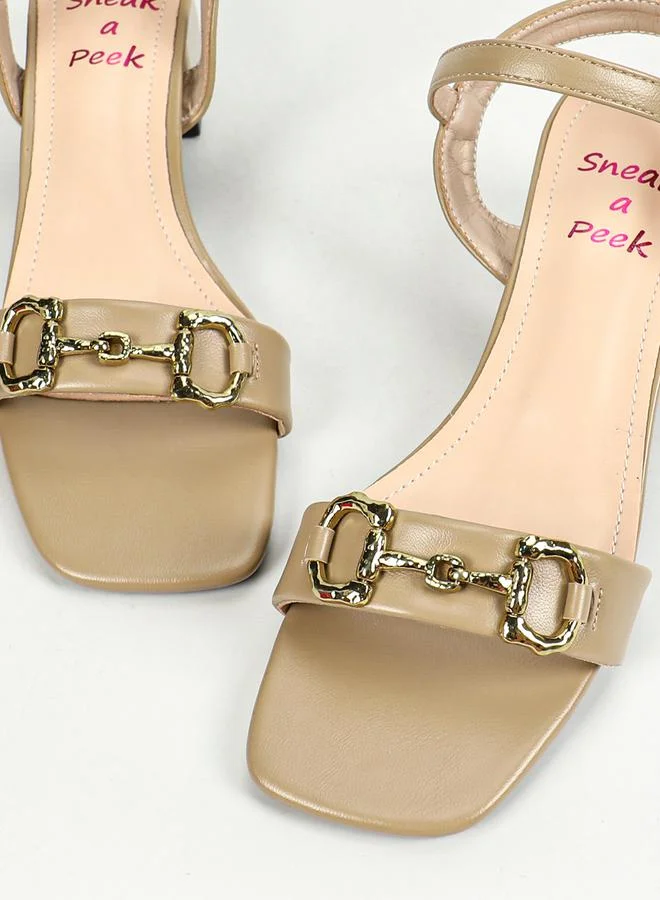 Sneak-a-Peek Metal Accent Ankle Strap Sandals by Styli