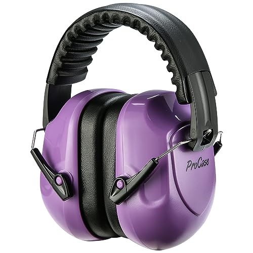 ProCase NRR 28dB Noise Reduction Ear Muffs Foldable Adjustable Passive Noise Cancelling Headphones for Adults Kids Autism Hearing Protection for Shooting Construction Mowing Studying Pure Purple - Image 1