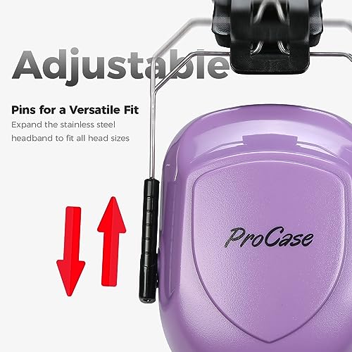 ProCase NRR 28dB Noise Reduction Ear Muffs Foldable Adjustable Passive Noise Cancelling Headphones for Adults Kids Autism Hearing Protection for Shooting Construction Mowing Studying Pure Purple - Image 3