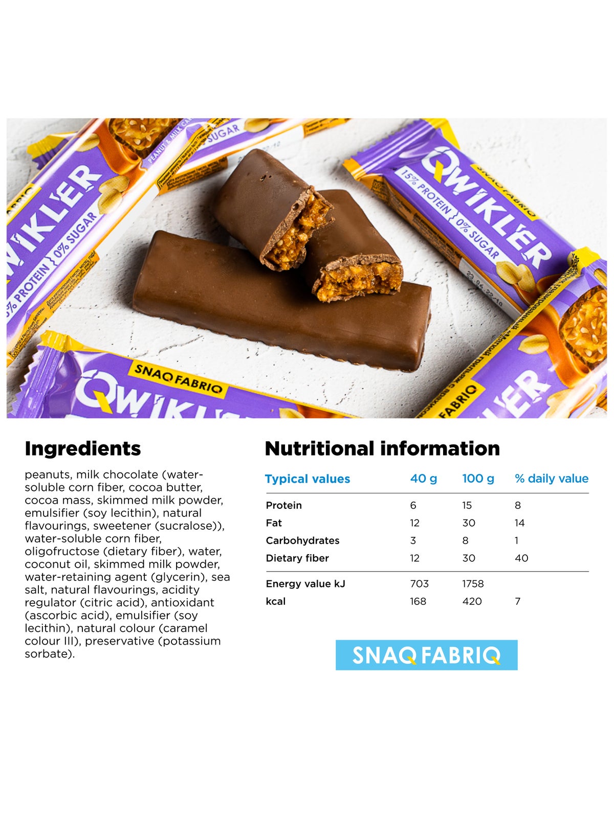 Qwikler Protein Bar With Peanut And Milk Caramel 12X40G
