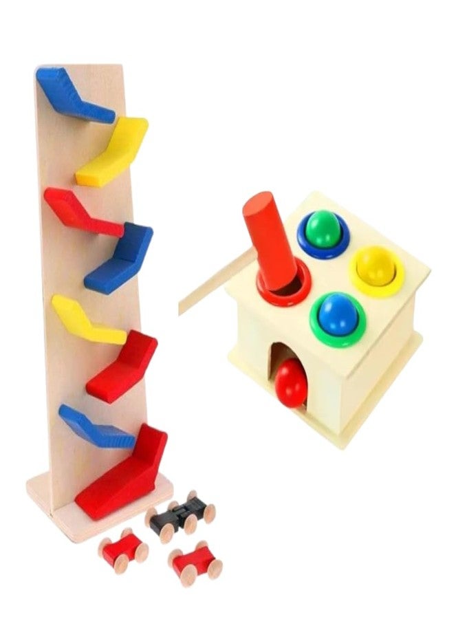 SubiMouIQ 2 in 1 Combo Set - Eco-Friendly Slippery Car Track with 3 Cars & Hammer and Ball Toy - Creative Play Multi-Color Educational Playset for Toddlers, Ideal Gift for Kids Aged 3+ Years - Image 1