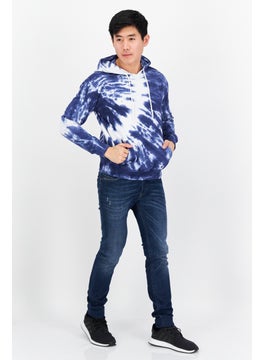 Sovereign Code Men Hooded Long Sleeve Tie Dye Sweatshirt, Blue Combo  - Image 4