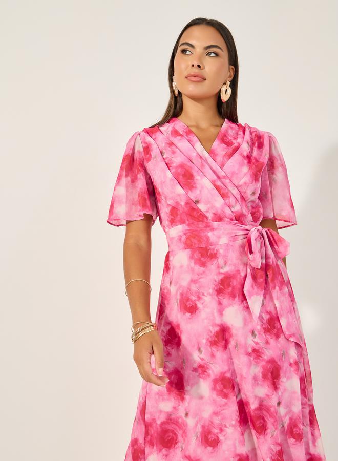 Styli Floral Print Wrap Dress - Image 3