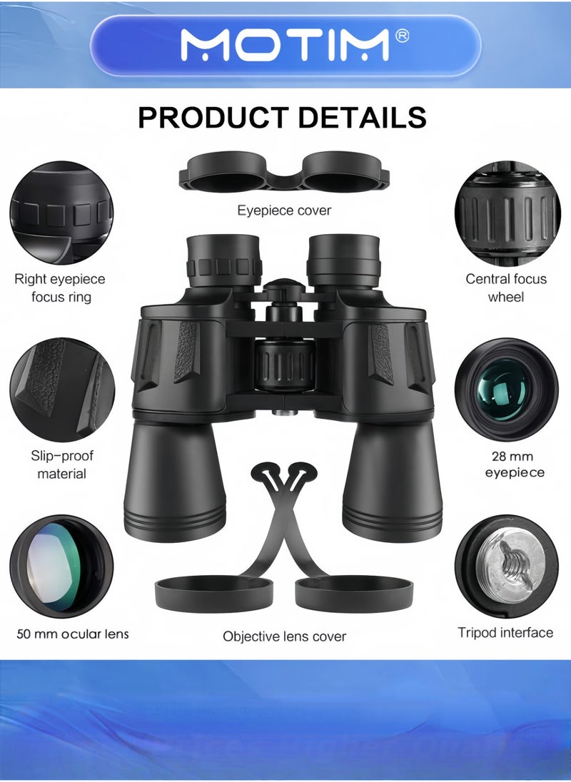 20x50 Binoculars for Adults and Kids Professional Telescope with Night Vision Clear Viewing for Birdwatching Outdoor Activities and Sightseeing