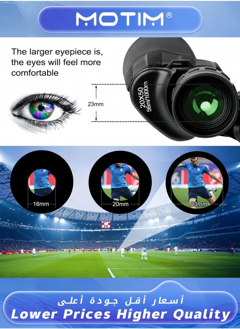 Motim - 20x50 Binoculars for Adults and Kids Professional Telescope with Night Vision Clear Viewing for Birdwatching Outdoor Activities and Sightseeing - Image 1