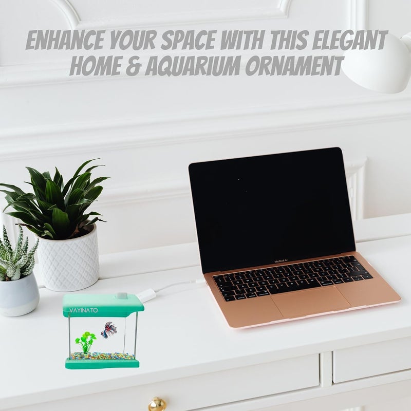 VAYINATO خزان سمك بيتا شفاف من الأكريليك مع نباتات بلاستيكية صغيرة - لون عشوائي (نموذج منزلي) سهل التنظيف والصيانة | خزان سمك بيتا محمول صغير (سعة قصوى 500 مل) - Image 3