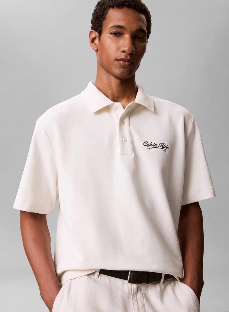 Calvin Klein Jeans Tofu Embroidered Logo Polo Shirt for Men | Best Price UAE