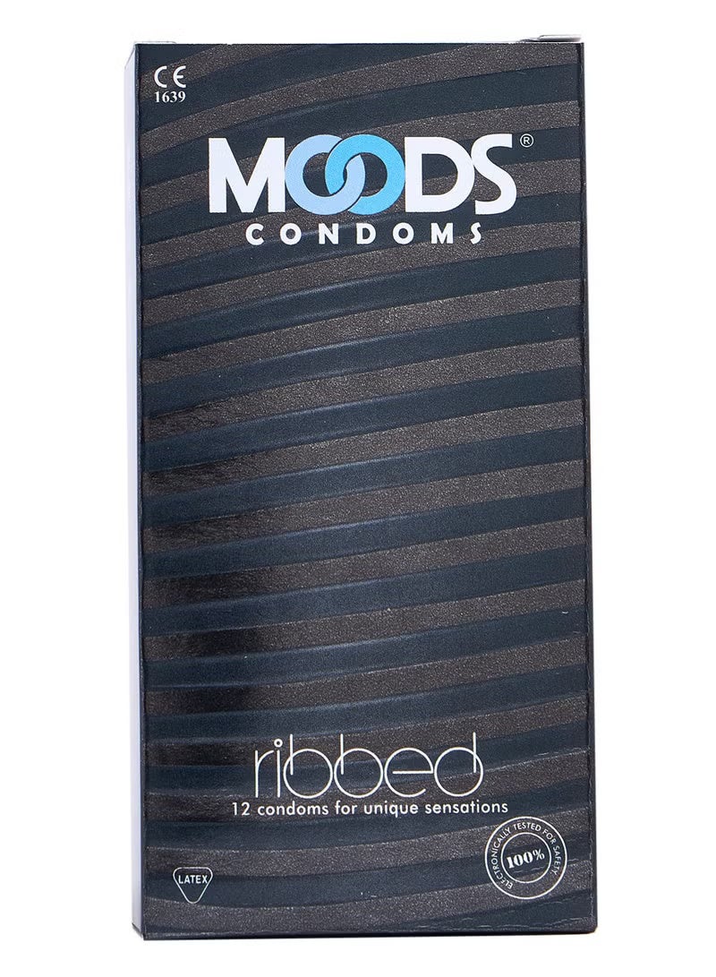 Moods Ribbed Condoms 12s Made With Natural Rubber Latex - Image 1