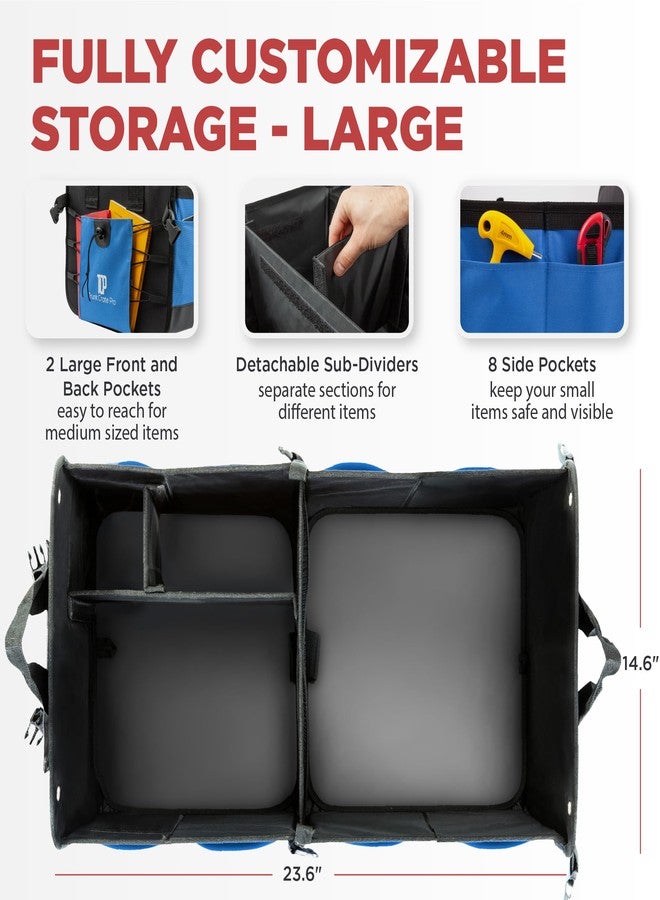 TRUNKCRATEPRO Premium Multi Compartments Collapsible Portable Trunk Organizer for auto, SUV, Truck, Minivan (black) (ExtraLarge, Gray) - Image 2