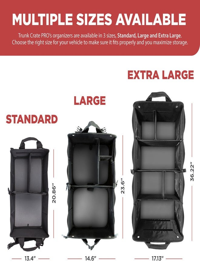 TRUNKCRATEPRO Premium Multi Compartments Collapsible Portable Trunk Organizer for auto, SUV, Truck, Minivan (black) (ExtraLarge, Gray) - Image 4