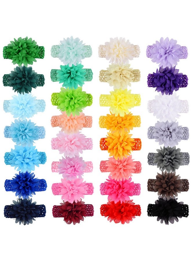 WillingTee 30pcs Baby Girls Headbands Chiffon Flower Soft Stretchy Hair Band Hair Accessories for Baby Girls Newborns Infants Toddlers and Kids - Image 2