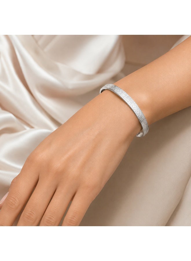 zoba Ayat al-Kursi bracelet, open palm design, for men and women, stainless steel – elegant Islamic Arabic engraving metal bracelet – silver - Image 2