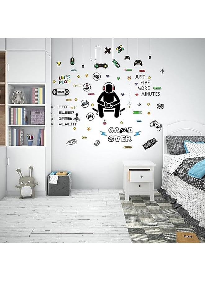 erorex Gamer Wall Decals Gamer Wall Sticker Gaming Controller Joystick Wall Decals Removable Video Games Wall Stickers Game Boy Wall Art For Kids Men Bedroom Playroom Decoration  - Image 2