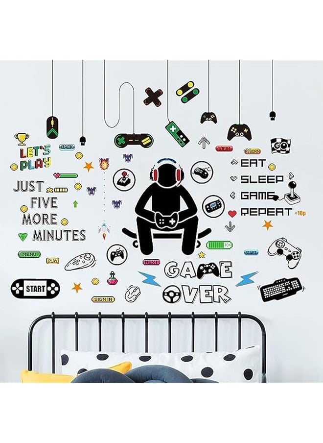 erorex Gamer Wall Decals Gamer Wall Sticker Gaming Controller Joystick Wall Decals Removable Video Games Wall Stickers Game Boy Wall Art For Kids Men Bedroom Playroom Decoration  - Image 3