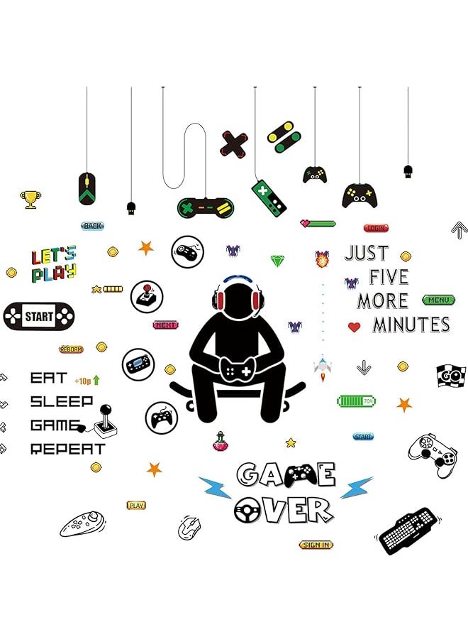 erorex Gamer Wall Decals Gamer Wall Sticker Gaming Controller Joystick Wall Decals Removable Video Games Wall Stickers Game Boy Wall Art For Kids Men Bedroom Playroom Decoration  - Image 1