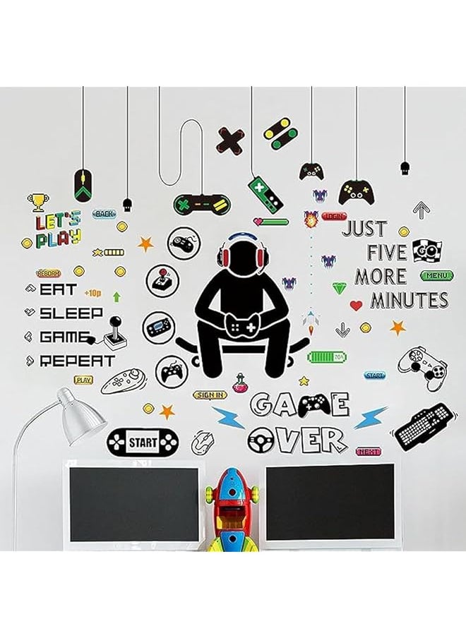 erorex Gamer Wall Decals Gamer Wall Sticker Gaming Controller Joystick Wall Decals Removable Video Games Wall Stickers Game Boy Wall Art For Kids Men Bedroom Playroom Decoration  - Image 4