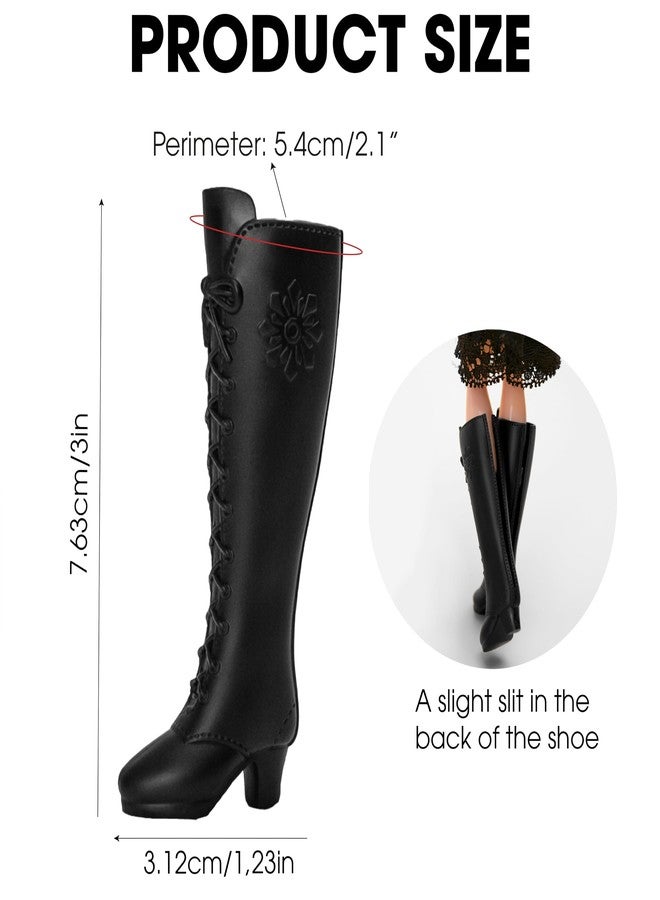 BuleVina 2 Pairs Doll Boots Shoes Wear Clothes Outfit Handmade Costumes Replacement for 1/6 Doll Fashionable Cowboy Wearing Fashion (Pink, Black) - Image 2