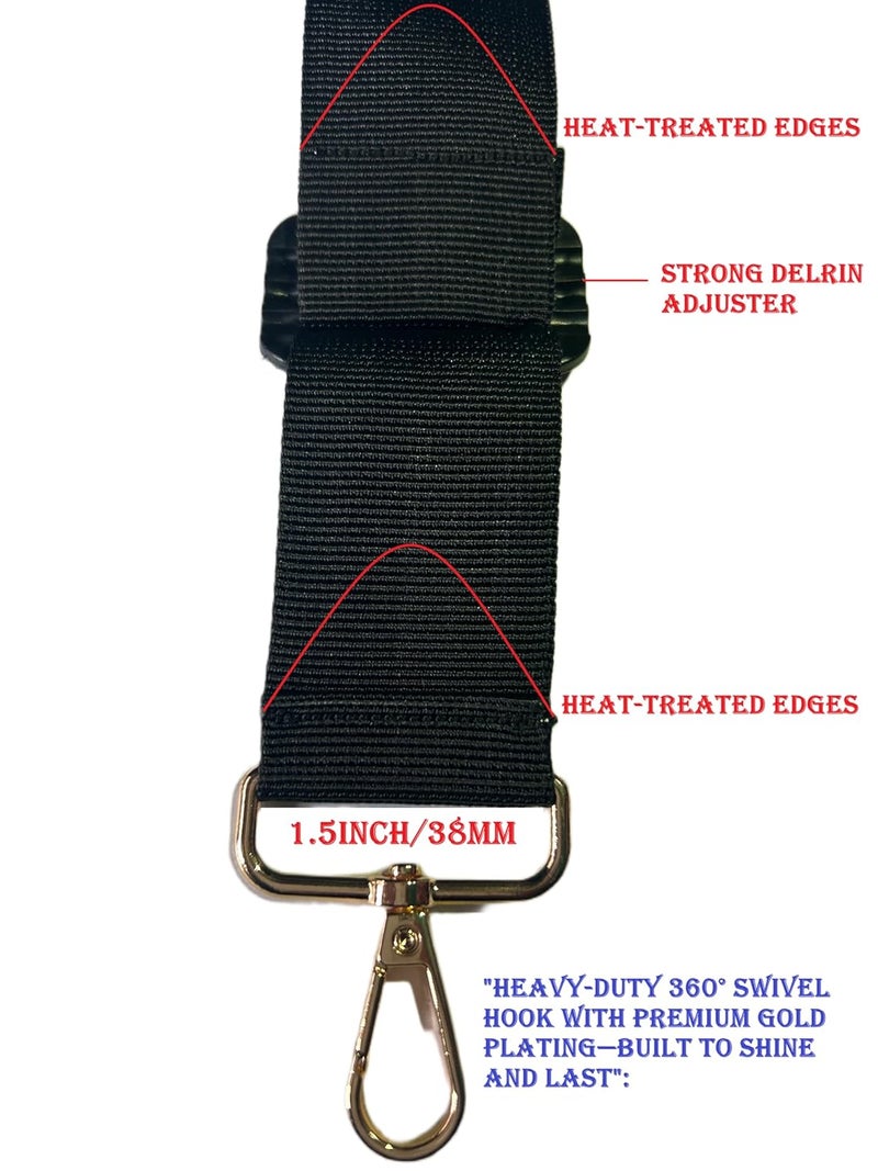 iCONY Nylon Universal Replacement Strap Belt - Durable and Adjustable for Handbags, Laptop bag, Crossbody Shoulder Bag Adjustable 5feet 1 Pack (1.5 INCH BLK) - Image 4