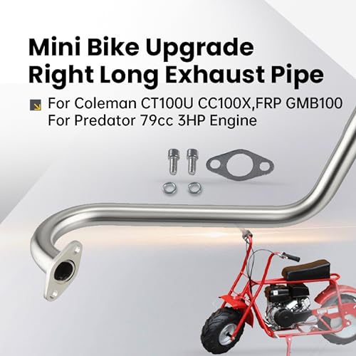 pinkhatcat Upgrade Right Long Exhaust Pipe For Coleman CT100U CC100X 98cc For FRP GMB100 Mini Bike For Predator 79cc 3hp Engine Mini Bike Silver - Image 2