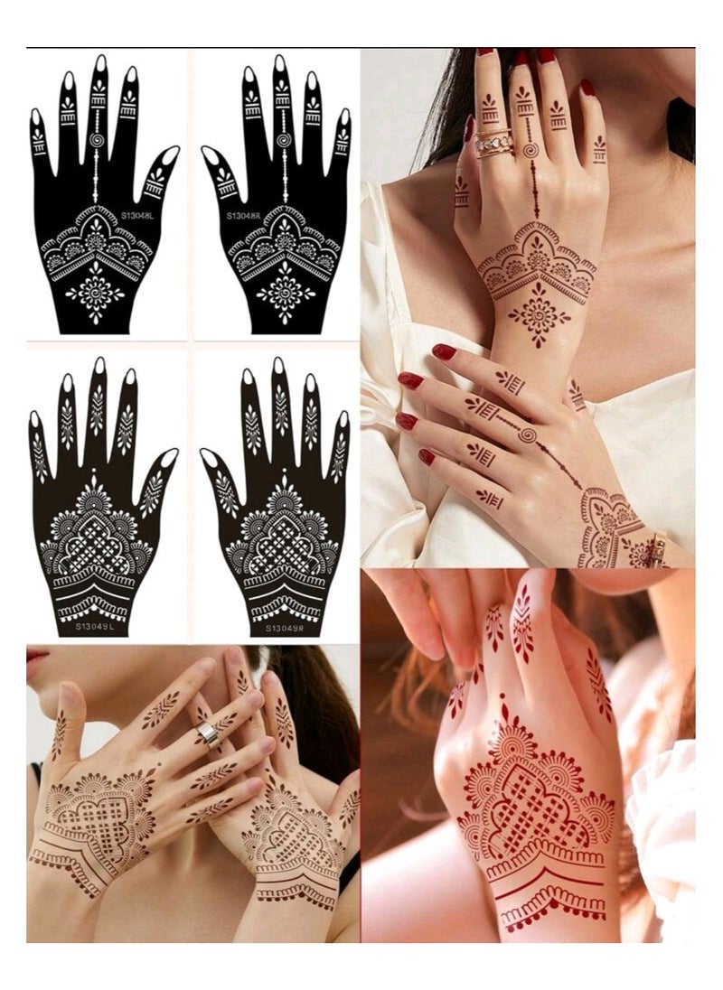 Generic - 2pcs/set Hand Flower Henna Hollow Out Template Stickers - Image 1