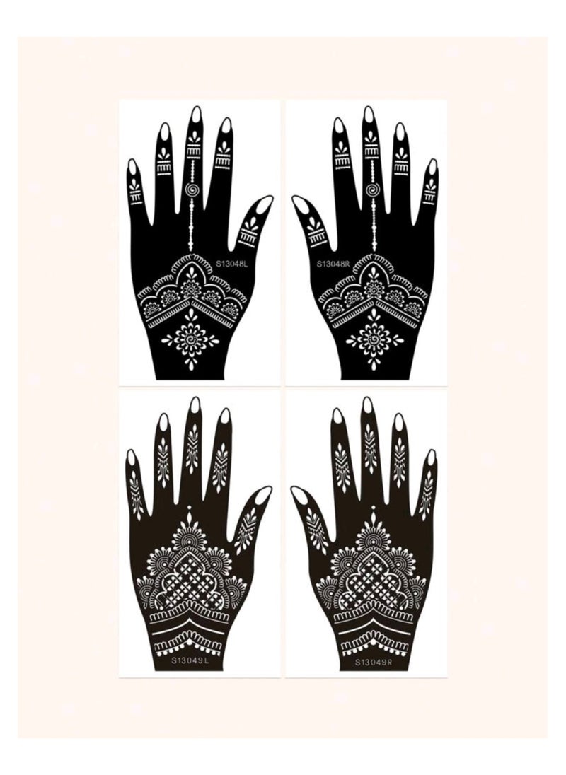 Generic - 2pcs/set Hand Flower Henna Hollow Out Template Stickers - Image 1