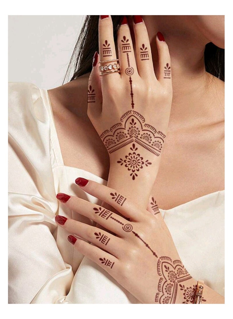 Generic - 2pcs/set Hand Flower Henna Hollow Out Template Stickers - Image 1